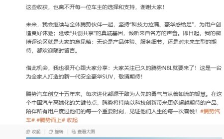比亚迪李慧上任腾势总经理后首发长文，腾势 N8L 豪华 SUV 即将上市