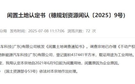 闲置已超 4 年，恒大汽车 43.7 万平方米土地被政府收回