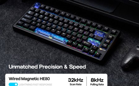Epomaker 推出 HE80 霍尔磁轴键盘：8K 回报 32K 扫描，个别键帽透明
