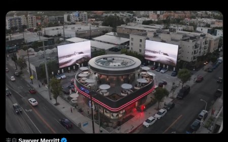 特斯拉首家超级充电餐厅今日起试营业：机器人卖爆米花、两个汽车影院大屏