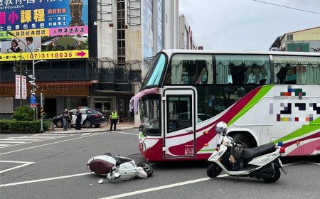 紅燈還闖！高雄25歲女騎士煞不住撞左轉遊覽車　摔車畫面曝