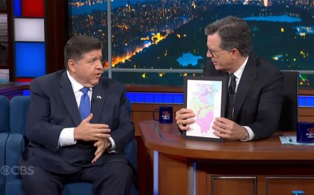 Colbert confronts JB Pritzker with map showing Illinois gerrymandering