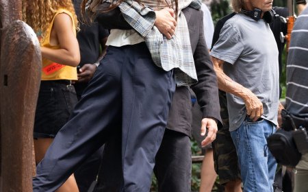 Katie Holmes Leaps Into Joshua Jackson’s Arms on ‘Happy Hours’ Set 