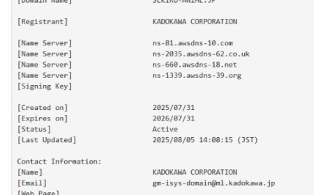 角川公司注册《只狼》动画域名