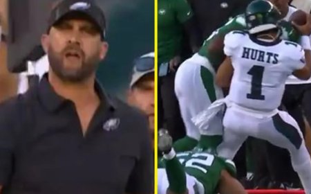 Brutal late hit on Jalen Hurts saw Eagles boss Nick Sirianni launch X-rated attack on rival coach