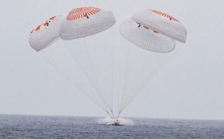 Astronauts splash down in Pacific after completing ISS mission that relieved stranded crew members
