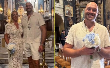 Tyson Fury enjoys luxury ceremony with wife Paris Fury as pair get married for third time