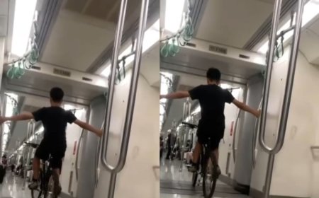 捷運車廂內耍特技！屁猴坐單車椅「來回嚕」　馬戲團練平衡影片曝