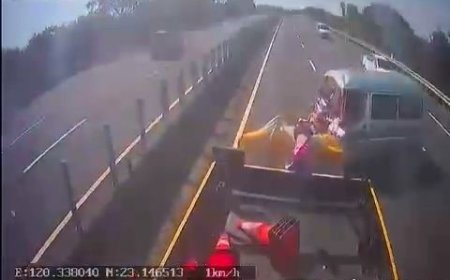 撞擊畫面曝！廂型車國道撞防撞車「騰空飛起」　棒球隊8傷送醫