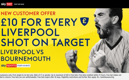 Liverpool vs Bournemouth: Get £10 for every Liverpool Shot on Target on Sky Bet