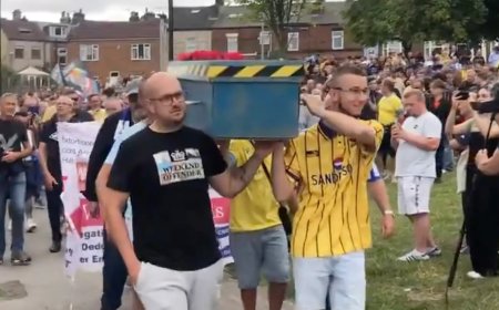 Sheffield Wednesday fans stage mock funeral before return to Hillsborough