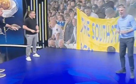 Jamie Carragher in stitches as Gary Neville slips up with comments about Leeds fans live on TV