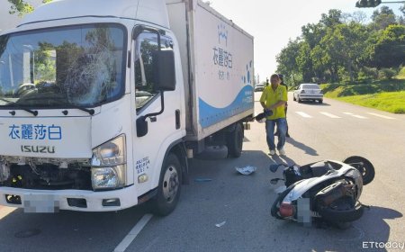 男騎車左轉遭後方小貨車猛撞　當場噴飛倒地身亡
