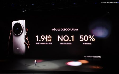 演唱会设备租赁 No.1：vivo X200 Ultra 手机销量为 X100 Ultra 同期 1.9 倍，市场份额超 50%