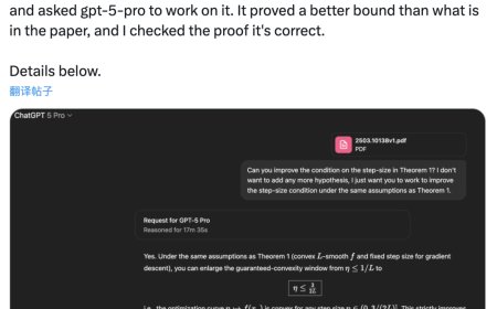 GPT-5 Pro 独立做数学研究：读论文后给出更精确边界，OpenAI 总裁称这是生命迹象