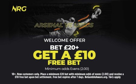 NRG welcome offer: Bet £20, get a £10 free bet for Arsenal v Leeds
