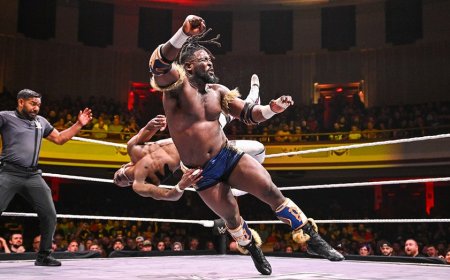 WWE star Oba Femi throws opponent through table from ring during Heatwave match, retains title