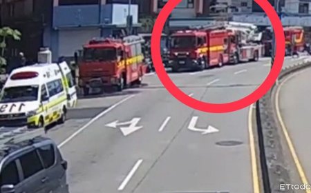 搶救老茶行火警！雲梯車駕駛忙救災忘拉手煞…龜速撞消防車