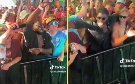 Micah Richards parties with fans as he dances to Joleon Lescott’s DJ set at Reading Festival