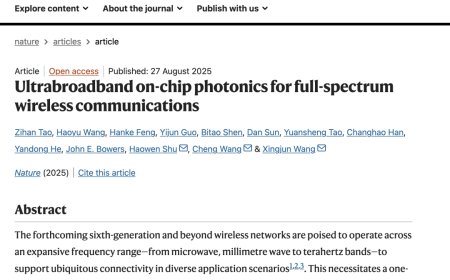 全球首款：中国科学家打造指甲盖大小芯片，实现 6G 全频段通信突破