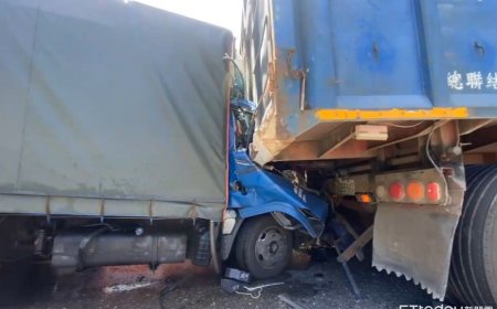 快訊／台2線小貨車遭大車夾殺！　車頭扁掉「乘客搶救無效亡」