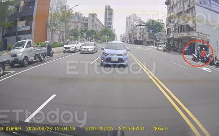 獨／強勢執法畫面曝！高雄警跨2車道壓雙黃　急追行人沒走斑馬線