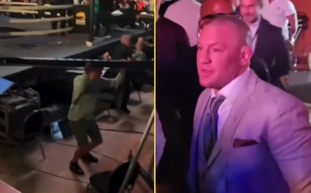 Conor McGregor watches on in horror as extreme weather tears through BKFC event causing scaffolding to collapse