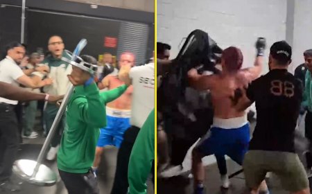 Wild backstage brawl erupts at Misfits Boxing 22 as fighter has breakdown after defeat