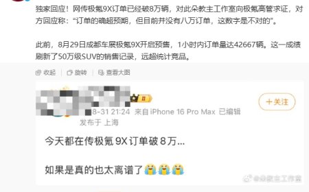 极氪高管回应“9X 订单已破 8 万辆”：订单的确超预期，但目前并没有 8 万订单