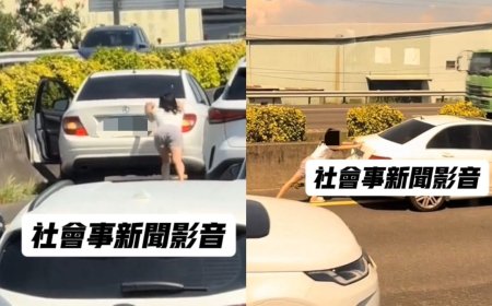 國道驚見神力女超人！女駕駛內線車道徒手推故障賓士　誇張畫面曝