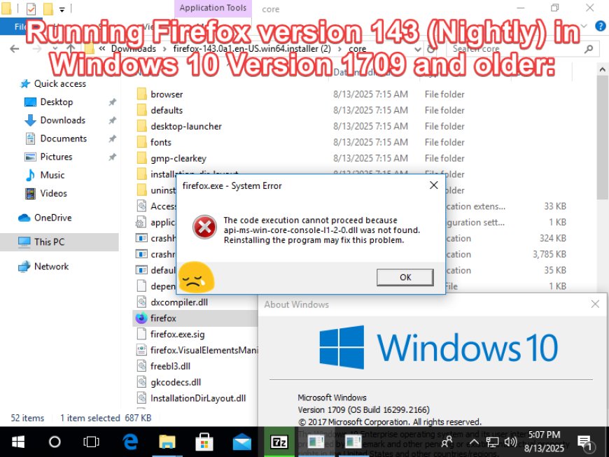 虚惊一场:旧版 Win10 无法运行火狐 Firefox 143 浏览器确认为 Bug