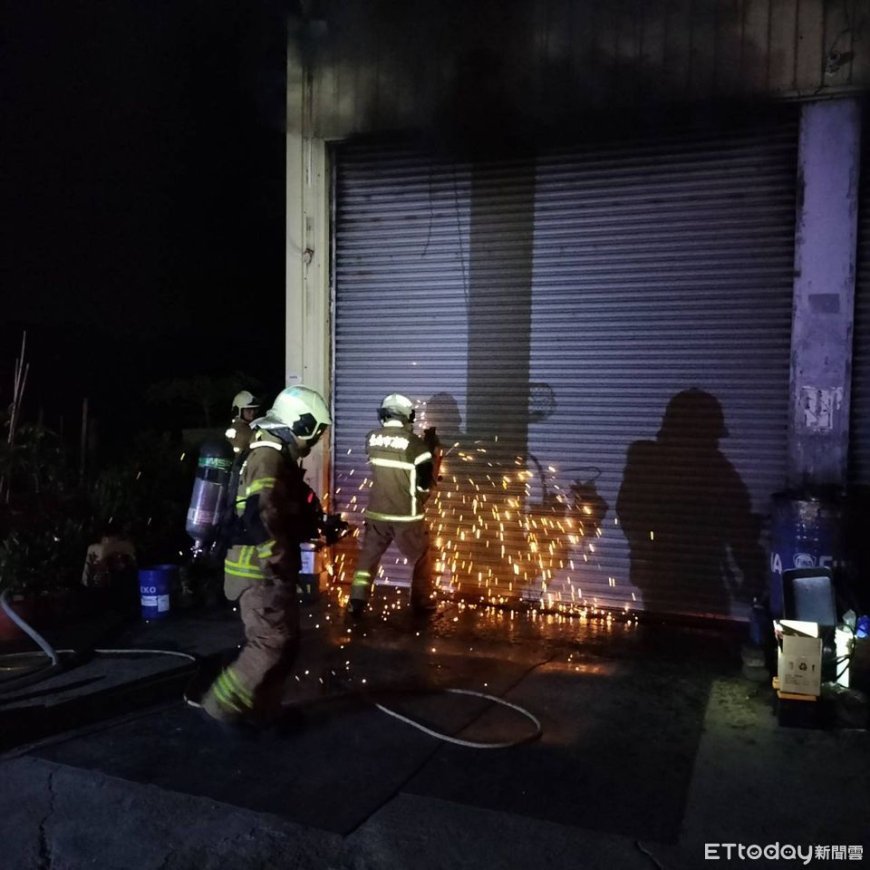 官田鐵皮工廠深夜火警　消防人車全力灌救未延燒