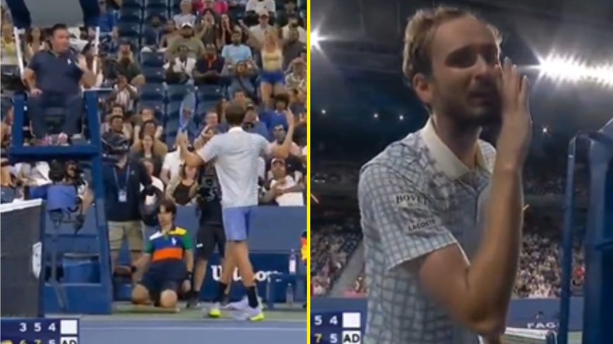 Daniil Medvedev incites crowd, smashes racket and makes shock umpire comment in Benjamin Bonzi’s historic US Open win