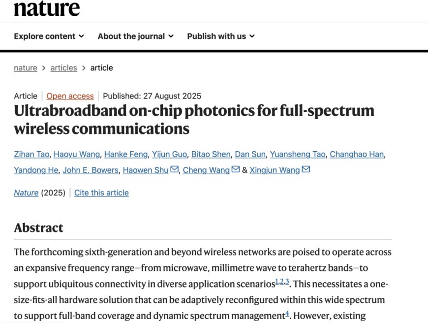 全球首款：中国科学家打造指甲盖大小芯片，实现 6G 全频段通信突破