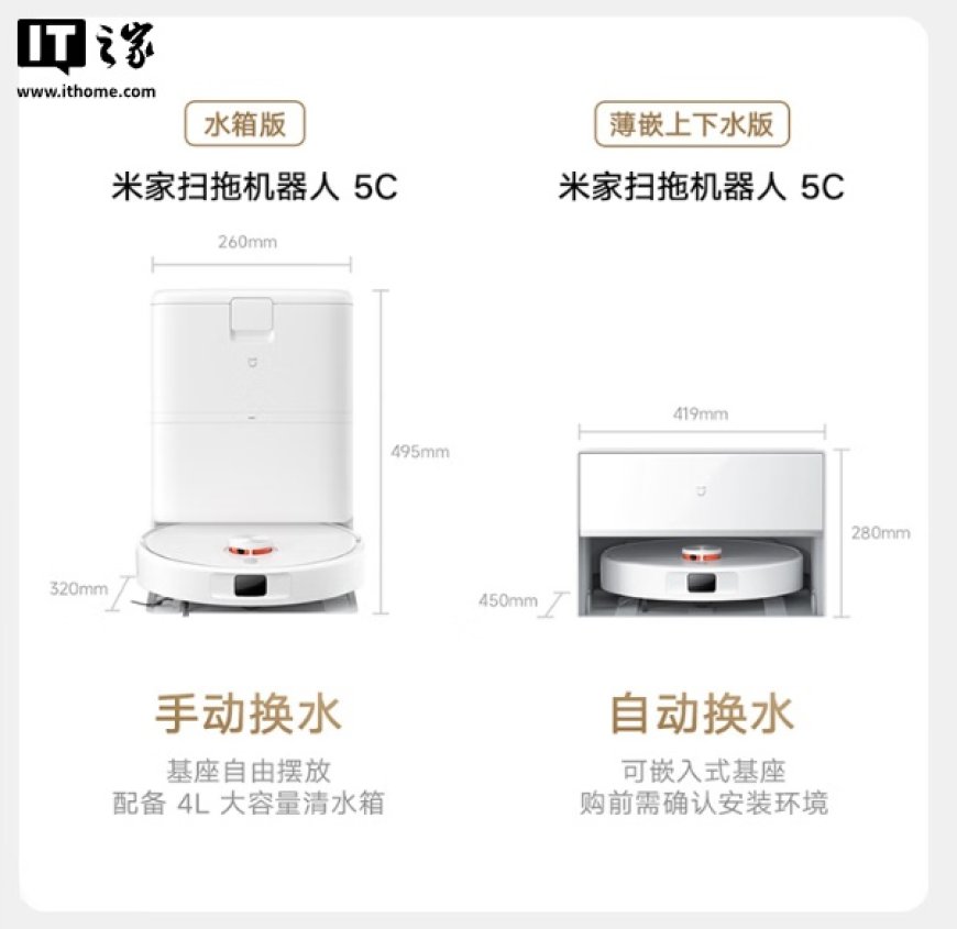 小米米家扫拖机器人 5C 预售:超远外扩贴边,2199 元起