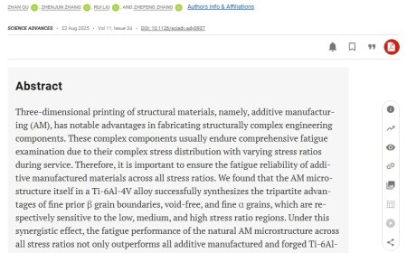 刷新世界纪录：中国科学院研发出新型 3D 打印“全能”钛合金，突破全应力比疲劳性能瓶颈