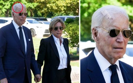 Biden spotted with giant bandage on head after having surgery to treat skin cancer