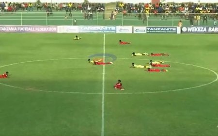 Football match stopped for bizarre reason as players and fans lie down on ground