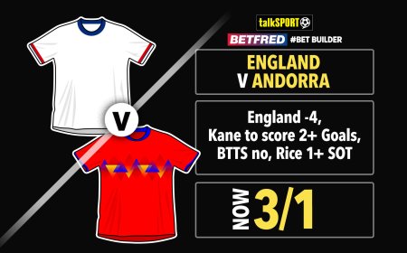 England vs Andorra 3/1 bet builder starring Kane and Rice on Betfred