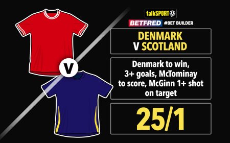 Denmark v Scotland 25/1 Bet Builder: Bet £10 and get £50 in free bets with Betfred