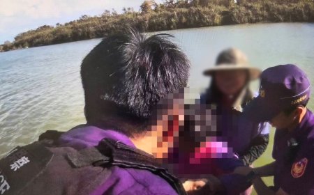 驚險一刻！女心情不佳站河邊　朴子分局員警聯手民眾救下