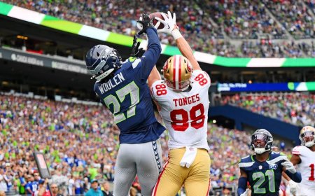 49ers backup tight end Jake Tonges makes miracle catch to stun Seahawks in fourth quarter season opener