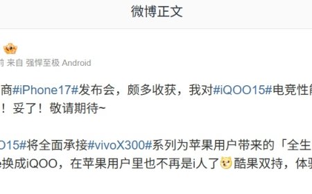 iQOO 15 将全面承接 vivo X300 系列为苹果用户带来的「全生态破壁」功能