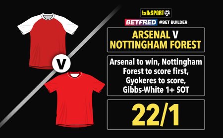 Arsenal v Nottingham Forest 22/1 Bet Builder: Bet £10 and get £50 in free bets with Betfred