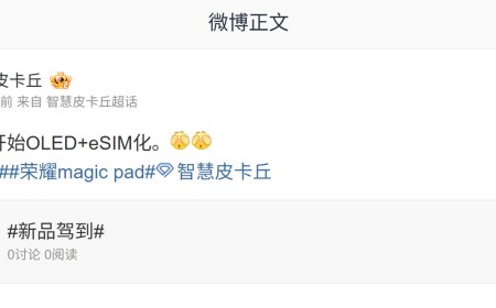 消息称某厂平板明年搭 OLED 屏幕、开始 eSIM 化，预计为荣耀 MagicPad 系列