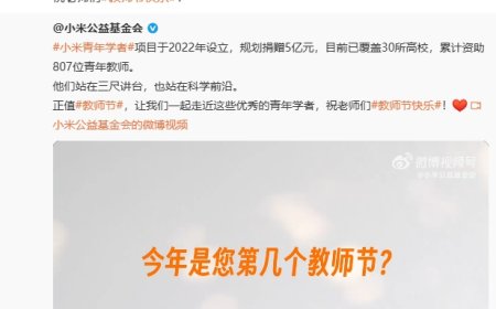 规划捐赠 5 亿元，小米青年学者项目设立 3 年累计资助 807 位教师