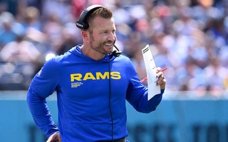 Rams coach Sean McVay tears plantar fascia during team's win over Titans