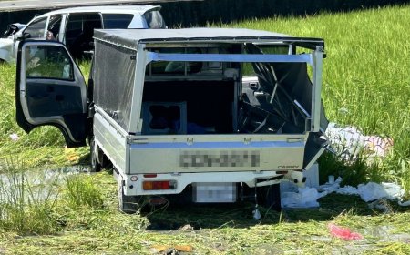 鬼月「驚悚」畫面！葬儀車與貨車對決衝田中　金紙灑滿天全嚇壞