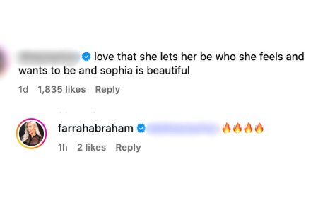 Farrah Abraham Reacts to Fan Praising Her After Daughter Debuts Bold Look