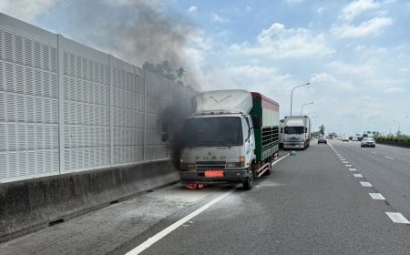快訊／國一288公里北上驚見大貨車引擎竄火　南消滅火無人傷亡